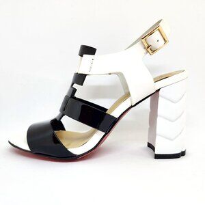 Kiss Kiss Women's Black & White Block High Heeled Sandals Size 4.5/5